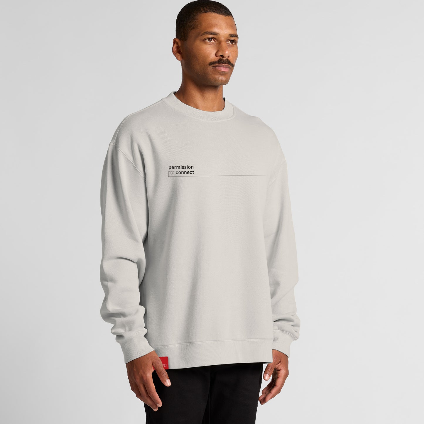 Signature Oversized Crew - Faded Bone