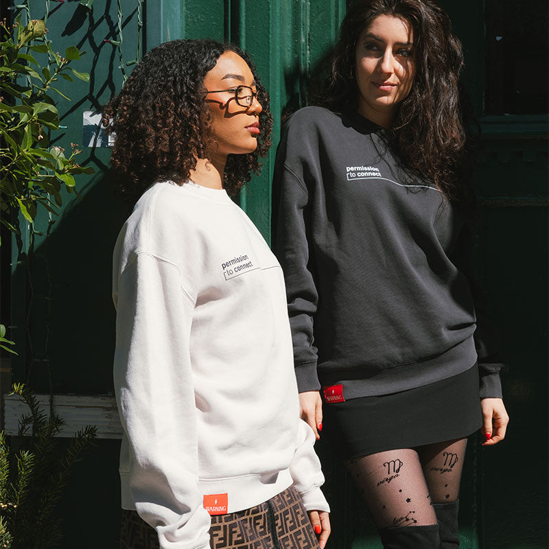Signature Oversized Crew - Faded Bone