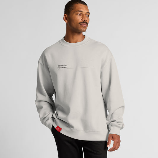 Signature Oversized Crew - Faded Bone