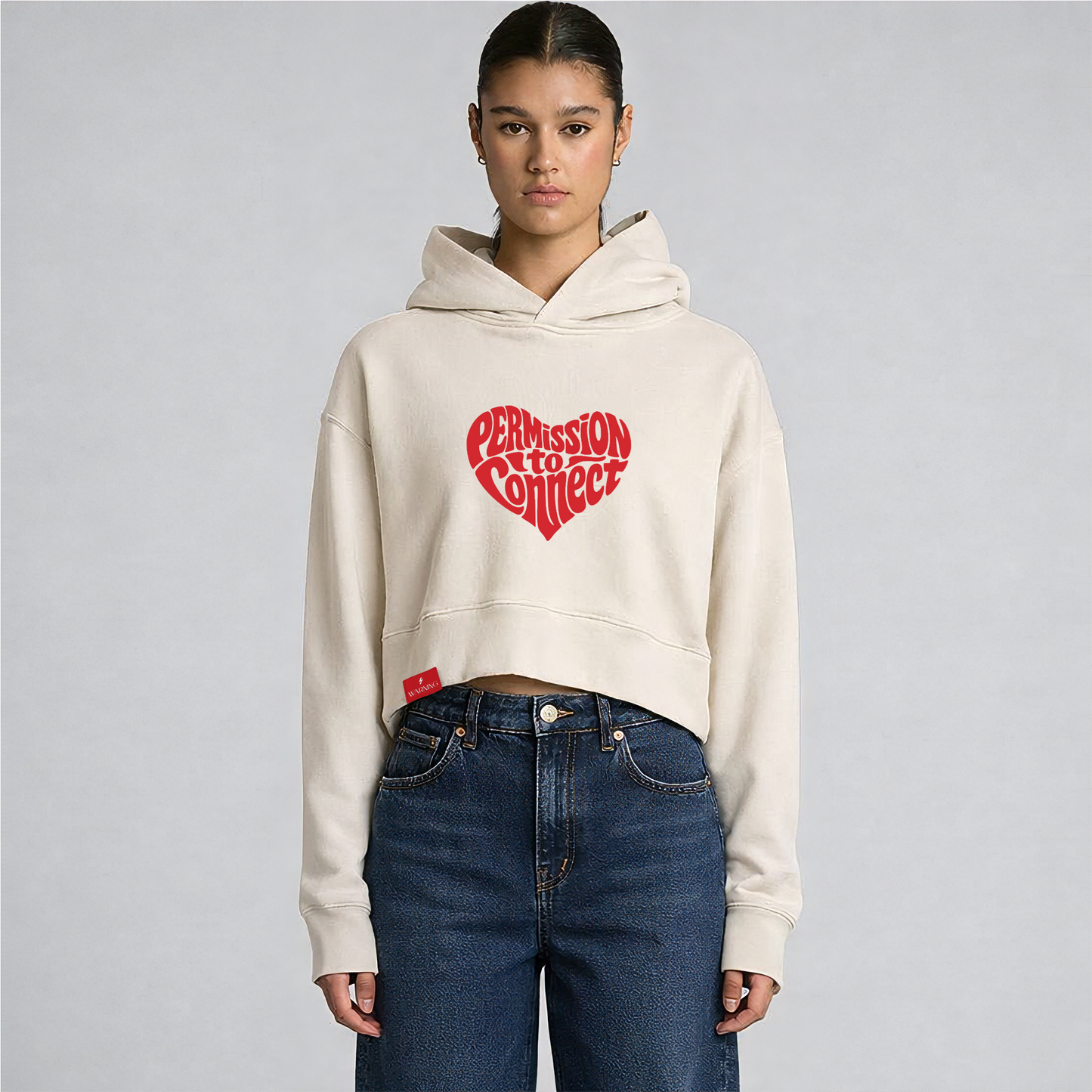 ‘You’re f*cking adorable’ Cropped Hoodie - Bone