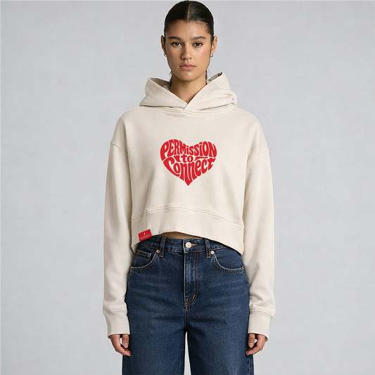 ‘You’re f*cking adorable’ Cropped Hoodie - Bone