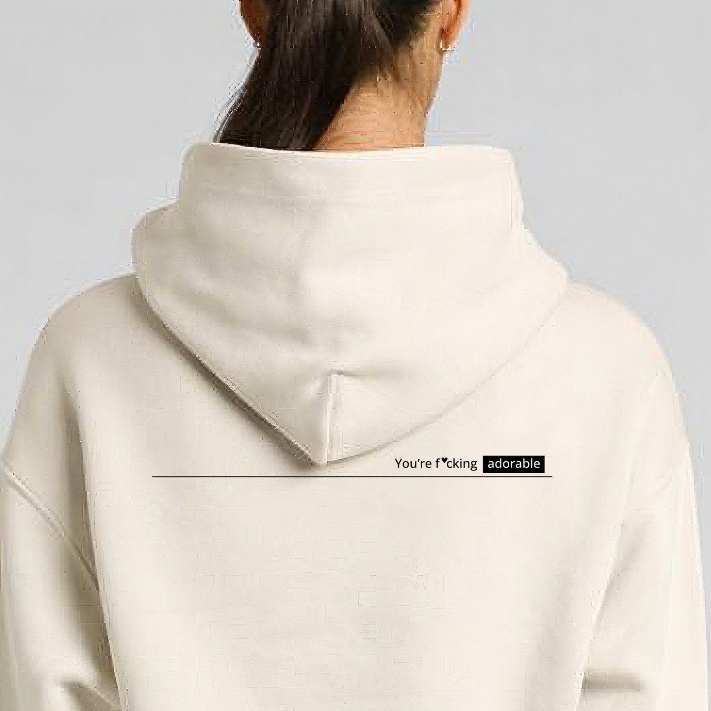 ‘You’re f*cking adorable’ Cropped Hoodie - Bone