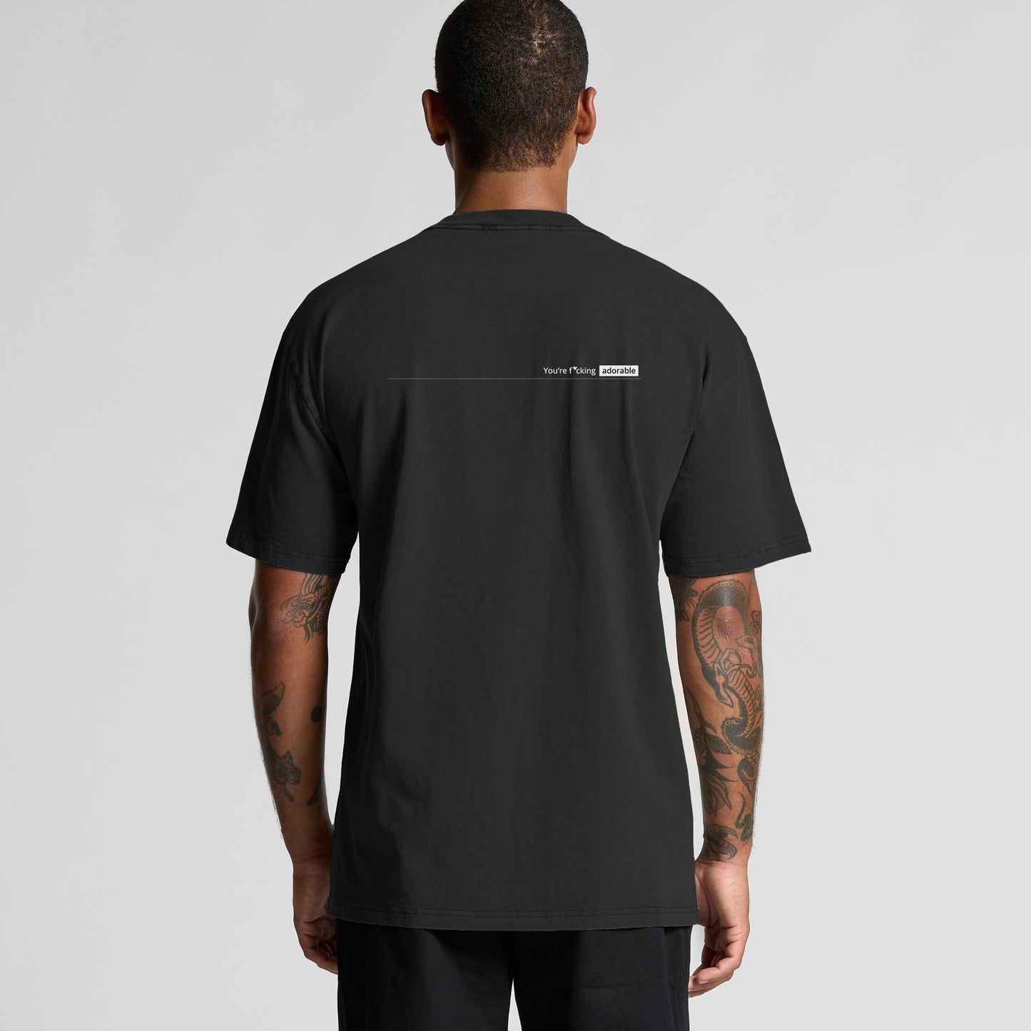 'You're f*ing adorable' Oversized Tee - Faded Black