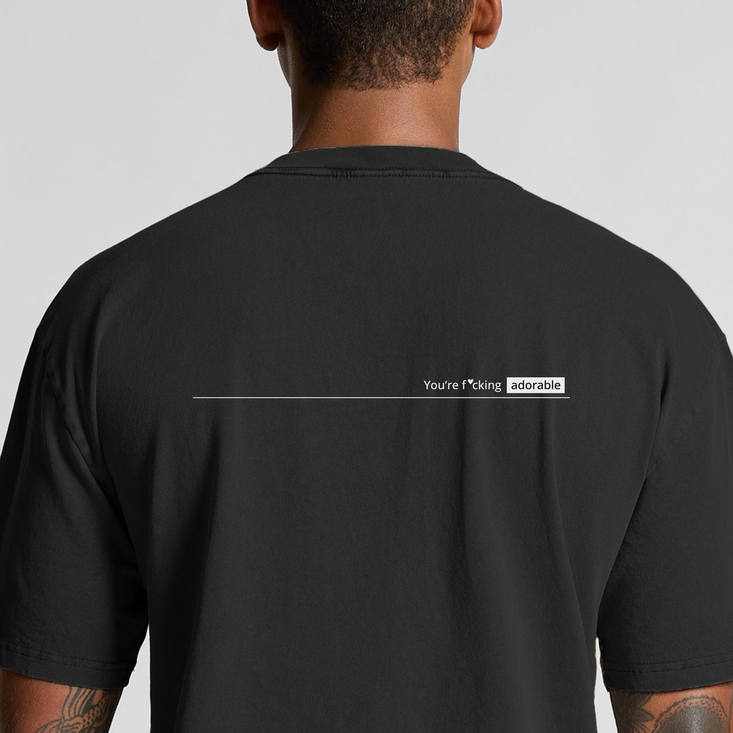 'You're f*ing adorable' Oversized Tee - Faded Black