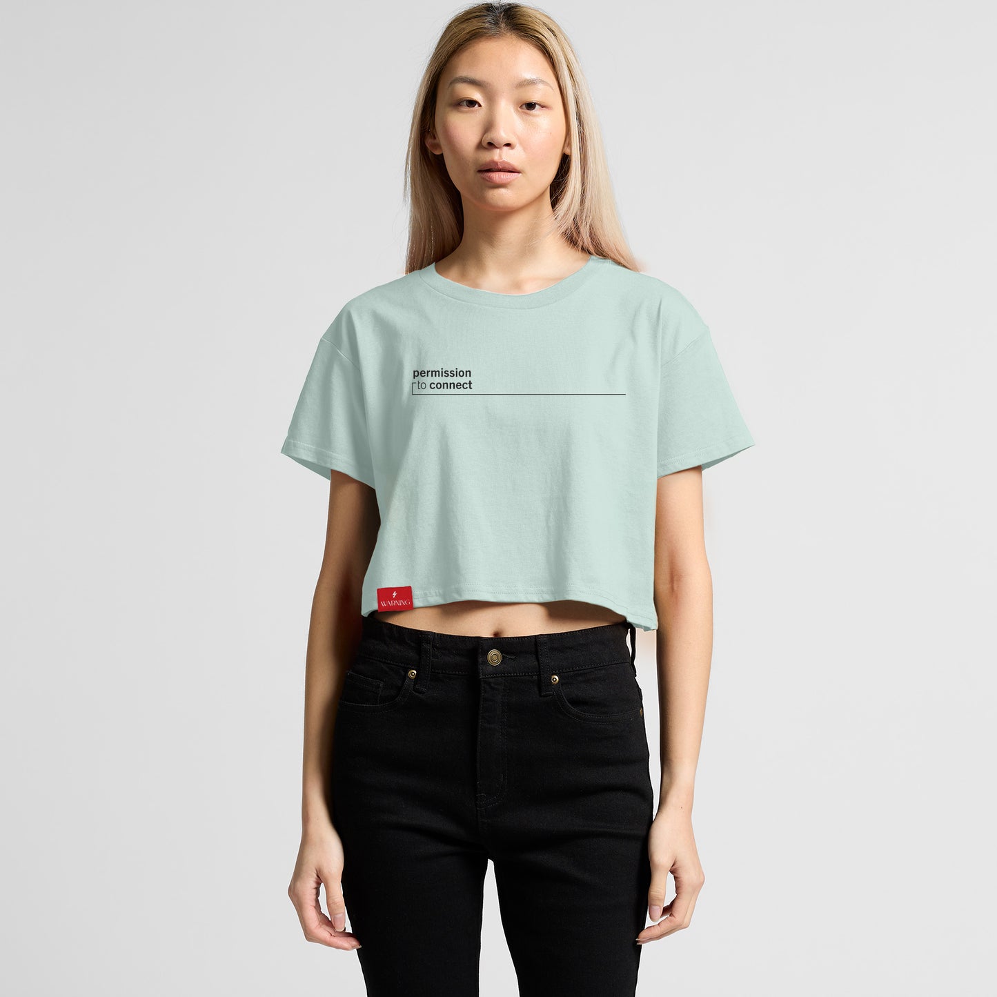 'Hi, I'm new in town' Cropped Tee - Seafoam
