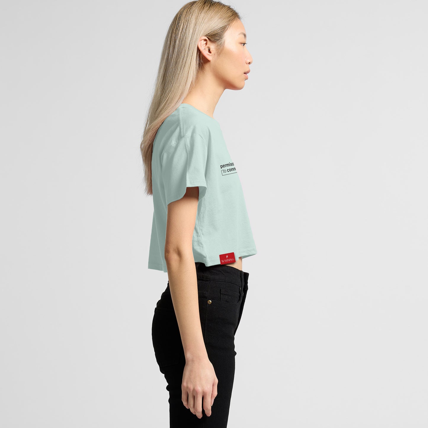 'Hi, I'm new in town' Cropped Tee - Seafoam