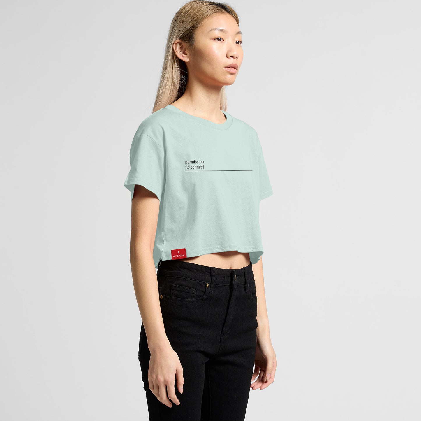 'Hi, I'm new in town' Cropped Tee - Seafoam