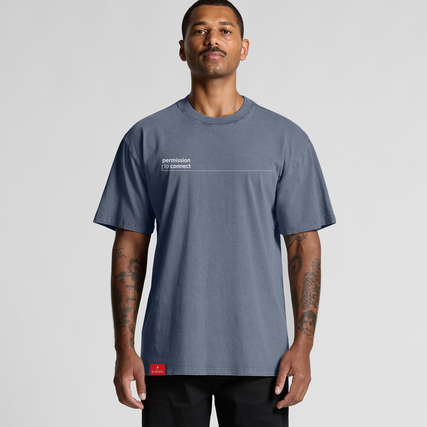 'Hi, I'm new in town' Oversized Tee - Faded Indigo