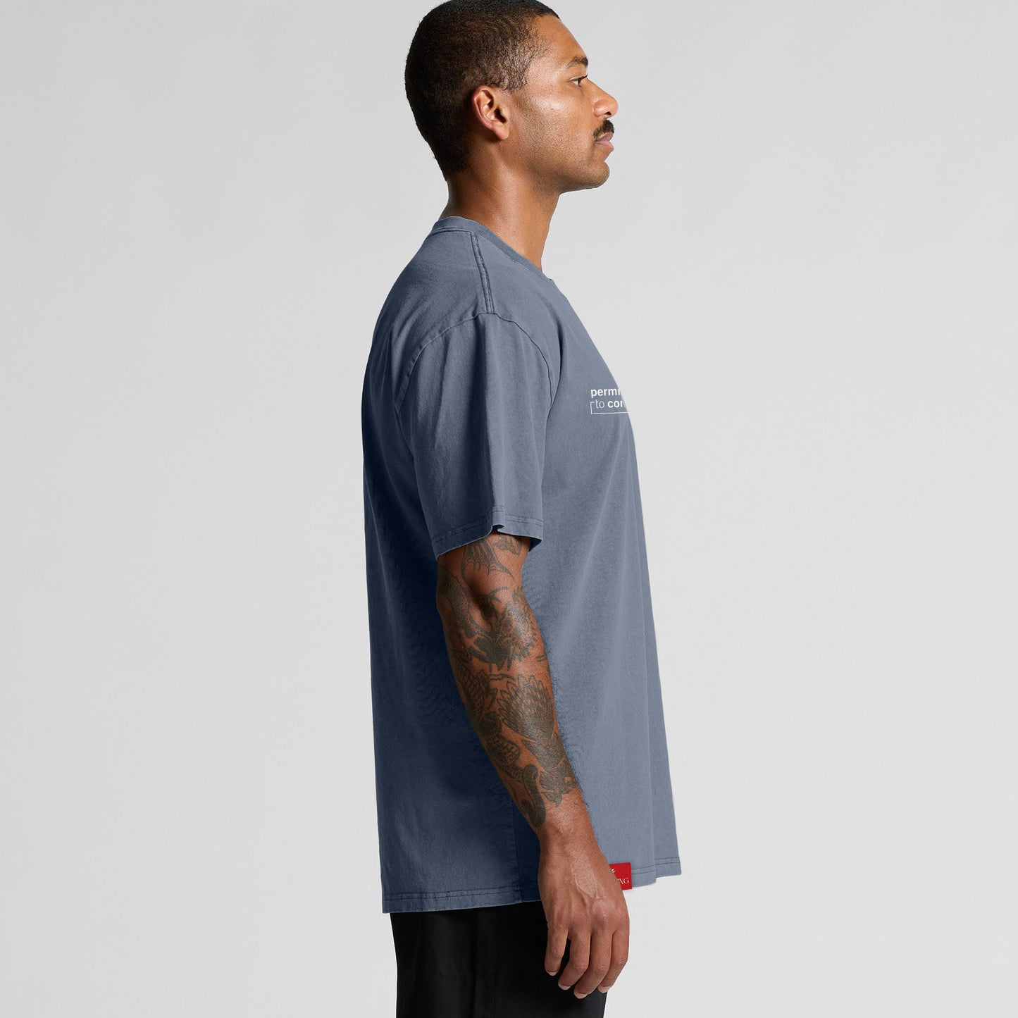 'Hi, I'm new in town' Oversized Tee - Faded Indigo