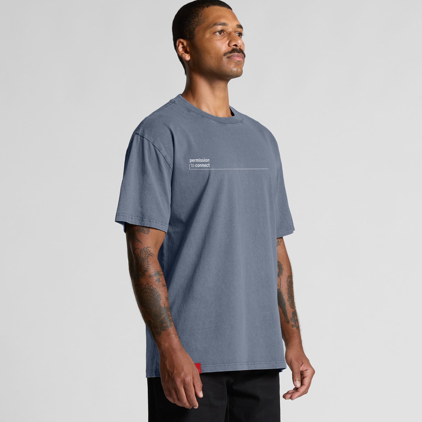 'Hi, I'm new in town' Oversized Tee - Faded Indigo