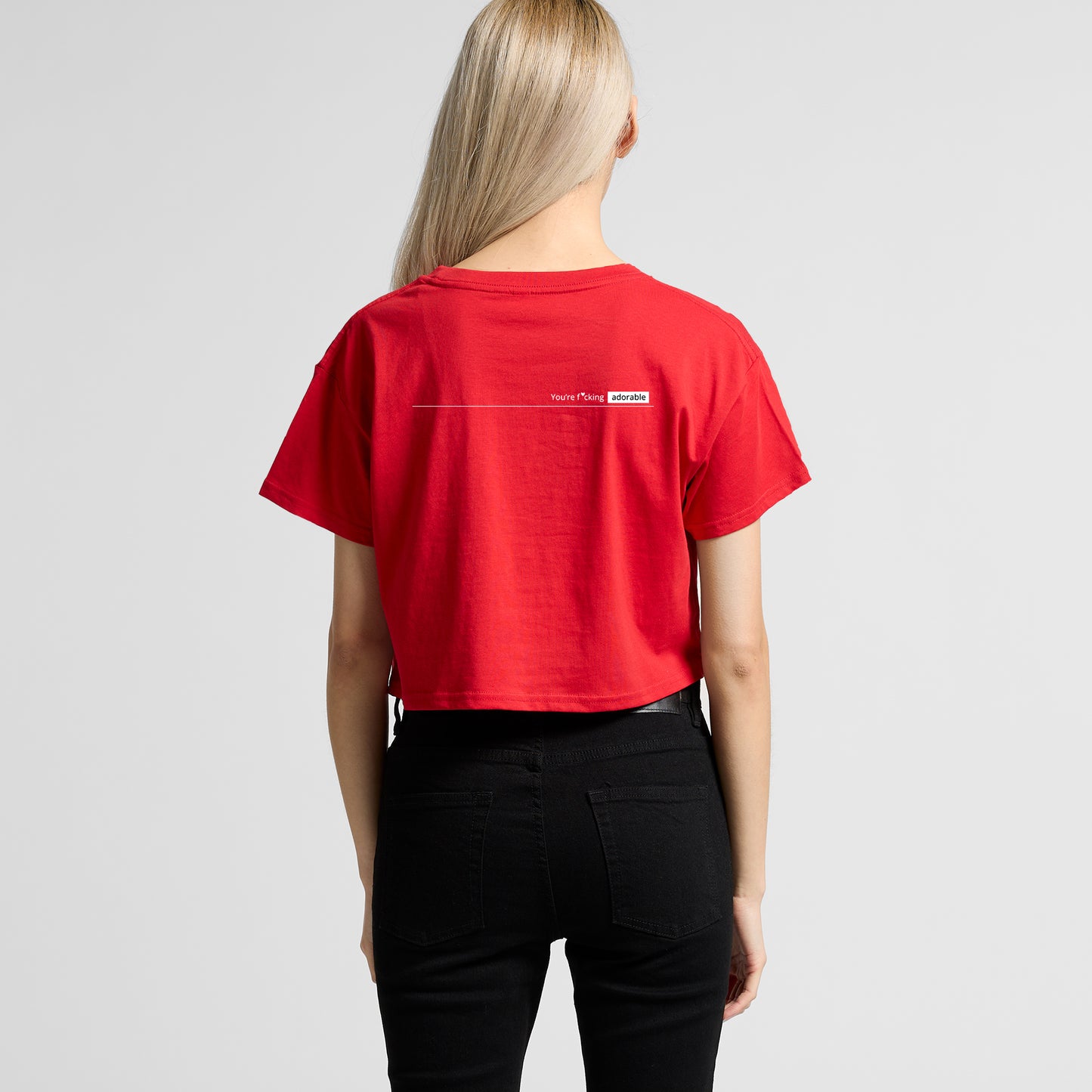 ‘You’re f*cking adorable’ Heart Cropped Tee - Red
