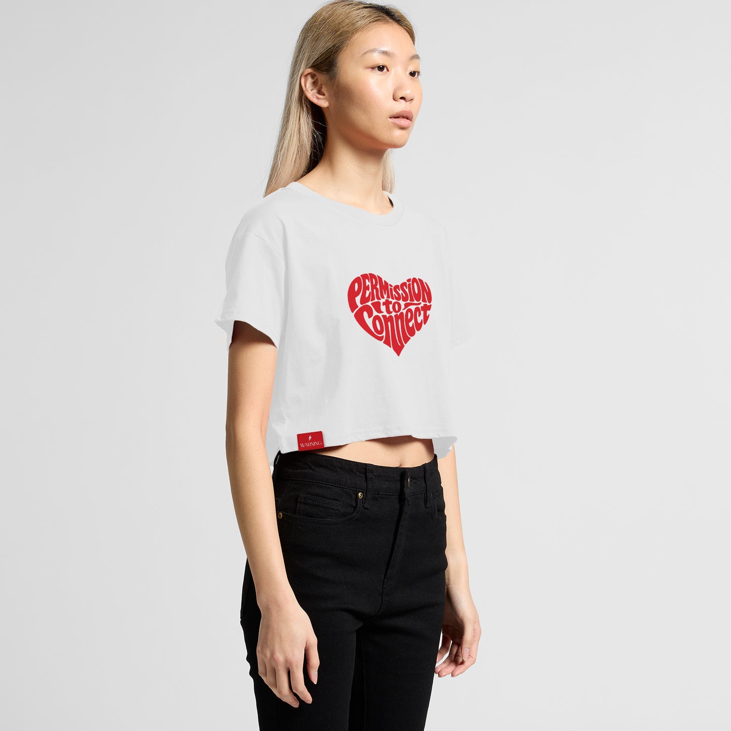 ‘Will you be my emergency contact’ Heart Cropped Tee - White