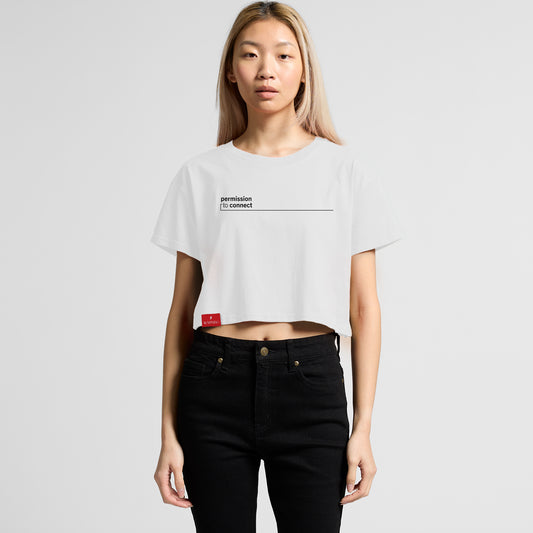 ‘Would you swipe right on me?’ Cropped Tee - White